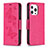 Funda de Cuero Cartera con Soporte Mariposa Carcasa L09 para Apple iPhone 14 Pro Rosa Roja