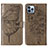 Funda de Cuero Cartera con Soporte Mariposa Carcasa L10 para Apple iPhone 13 Pro Max Gris Oscuro