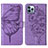 Funda de Cuero Cartera con Soporte Mariposa Carcasa L10 para Apple iPhone 13 Pro Max Purpura Claro