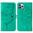 Funda de Cuero Cartera con Soporte Mariposa Carcasa L10 para Apple iPhone 13 Pro Max Verde