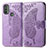Funda de Cuero Cartera con Soporte Mariposa Carcasa para Motorola Moto E30 Purpura Claro