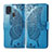 Funda de Cuero Cartera con Soporte Mariposa Carcasa para Samsung Galaxy M21s Azul