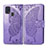 Funda de Cuero Cartera con Soporte Mariposa Carcasa para Samsung Galaxy M21s Purpura Claro