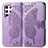 Funda de Cuero Cartera con Soporte Mariposa Carcasa para Samsung Galaxy S21 Ultra 5G Purpura Claro