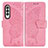 Funda de Cuero Cartera con Soporte Mariposa Carcasa para Samsung Galaxy Z Fold3 5G Rosa Roja