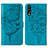Funda de Cuero Cartera con Soporte Mariposa Carcasa Y01B para Samsung Galaxy A70 Azul