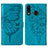 Funda de Cuero Cartera con Soporte Mariposa Carcasa Y01B para Samsung Galaxy M10S Azul