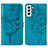 Funda de Cuero Cartera con Soporte Mariposa Carcasa Y06B para Samsung Galaxy S21 Plus 5G Azul