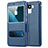 Funda de Cuero Cartera con Soporte para Huawei Honor 7 Dual SIM Azul