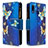 Funda de Cuero Cartera con Soporte Patron de Moda Carcasa B04F para Samsung Galaxy A20e Azul