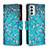 Funda de Cuero Cartera con Soporte Patron de Moda Carcasa B04F para Samsung Galaxy M23 5G Cian