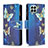 Funda de Cuero Cartera con Soporte Patron de Moda Carcasa B04F para Samsung Galaxy M33 5G Azul