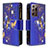 Funda de Cuero Cartera con Soporte Patron de Moda Carcasa B04F para Samsung Galaxy Note 20 Ultra 5G Azul Real