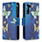 Funda de Cuero Cartera con Soporte Patron de Moda Carcasa B04F para Samsung Galaxy S22 5G Azul