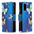 Funda de Cuero Cartera con Soporte Patron de Moda Carcasa B04F para Xiaomi Poco M3 Azul