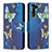 Funda de Cuero Cartera con Soporte Patron de Moda Carcasa B09F para Samsung Galaxy S21 5G Azul