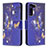 Funda de Cuero Cartera con Soporte Patron de Moda Carcasa B09F para Samsung Galaxy S21 5G Azul Real