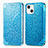 Funda de Cuero Cartera con Soporte Patron de Moda Carcasa H01 para Apple iPhone 13 Mini Azul