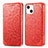 Funda de Cuero Cartera con Soporte Patron de Moda Carcasa H01 para Apple iPhone 13 Mini Rojo