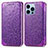 Funda de Cuero Cartera con Soporte Patron de Moda Carcasa H01 para Apple iPhone 13 Pro Morado