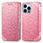 Funda de Cuero Cartera con Soporte Patron de Moda Carcasa H01 para Apple iPhone 13 Pro Oro Rosa