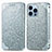 Funda de Cuero Cartera con Soporte Patron de Moda Carcasa H01 para Apple iPhone 13 Pro Plata