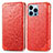 Funda de Cuero Cartera con Soporte Patron de Moda Carcasa H01 para Apple iPhone 13 Pro Rojo