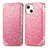 Funda de Cuero Cartera con Soporte Patron de Moda Carcasa H01 para Apple iPhone 14 Oro Rosa