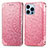 Funda de Cuero Cartera con Soporte Patron de Moda Carcasa H01 para Apple iPhone 15 Pro Max Oro Rosa