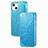 Funda de Cuero Cartera con Soporte Patron de Moda Carcasa H02 para Apple iPhone 13 Mini Azul