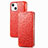 Funda de Cuero Cartera con Soporte Patron de Moda Carcasa H02 para Apple iPhone 14 Rojo