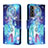 Funda de Cuero Cartera con Soporte Patron de Moda Carcasa H02X para Samsung Galaxy S22 5G Azul