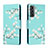 Funda de Cuero Cartera con Soporte Patron de Moda Carcasa H02X para Samsung Galaxy S22 5G Cian