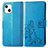 Funda de Cuero Cartera con Soporte Patron de Moda Carcasa H03 para Apple iPhone 13 Mini Azul