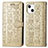 Funda de Cuero Cartera con Soporte Patron de Moda Carcasa H11 para Apple iPhone 13 Mini Oro