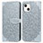 Funda de Cuero Cartera con Soporte Patron de Moda Carcasa H13 para Apple iPhone 13 Mini Gris