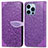 Funda de Cuero Cartera con Soporte Patron de Moda Carcasa H13 para Apple iPhone 13 Pro Morado