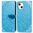 Funda de Cuero Cartera con Soporte Patron de Moda Carcasa H13 para Apple iPhone 14 Plus Azul