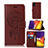 Funda de Cuero Cartera con Soporte Patron de Moda Carcasa JX1 para Samsung Galaxy Quantum2 5G Marron