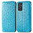 Funda de Cuero Cartera con Soporte Patron de Moda Carcasa S01D para Samsung Galaxy Quantum2 5G Azul