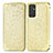 Funda de Cuero Cartera con Soporte Patron de Moda Carcasa S01D para Samsung Galaxy Quantum2 5G Oro