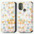 Funda de Cuero Cartera con Soporte Patron de Moda Carcasa S02D para Motorola Moto E30 Blanco