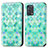 Funda de Cuero Cartera con Soporte Patron de Moda Carcasa S02D para Oppo A74 4G Verde