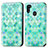 Funda de Cuero Cartera con Soporte Patron de Moda Carcasa S02D para Samsung Galaxy M21 Verde