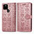 Funda de Cuero Cartera con Soporte Patron de Moda Carcasa S03D para Google Pixel 5 Oro Rosa