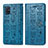 Funda de Cuero Cartera con Soporte Patron de Moda Carcasa S03D para Samsung Galaxy A51 4G Azul