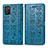 Funda de Cuero Cartera con Soporte Patron de Moda Carcasa S03D para Samsung Galaxy M02s Azul