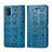 Funda de Cuero Cartera con Soporte Patron de Moda Carcasa S03D para Samsung Galaxy M21 Azul