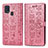 Funda de Cuero Cartera con Soporte Patron de Moda Carcasa S03D para Samsung Galaxy M21s Oro Rosa