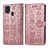 Funda de Cuero Cartera con Soporte Patron de Moda Carcasa S03D para Samsung Galaxy M21s Rosa